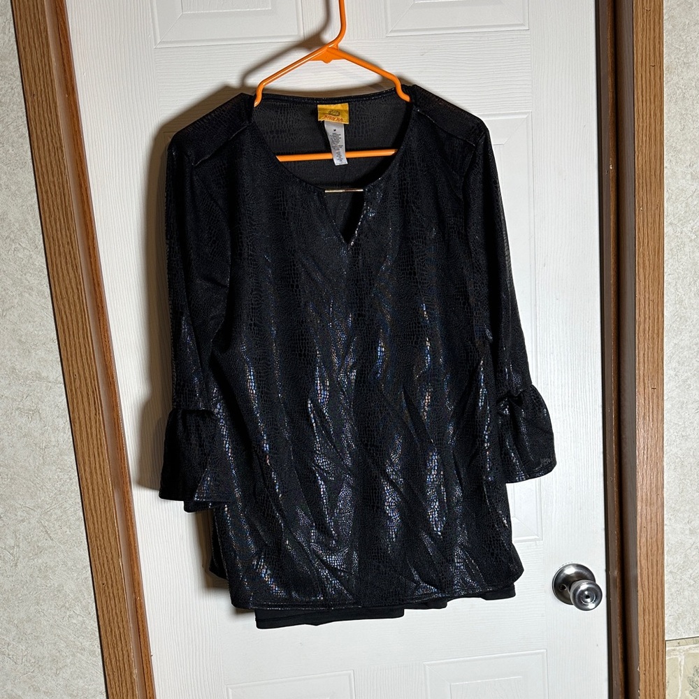 Ruby Rd. Shimmering Black Blouse